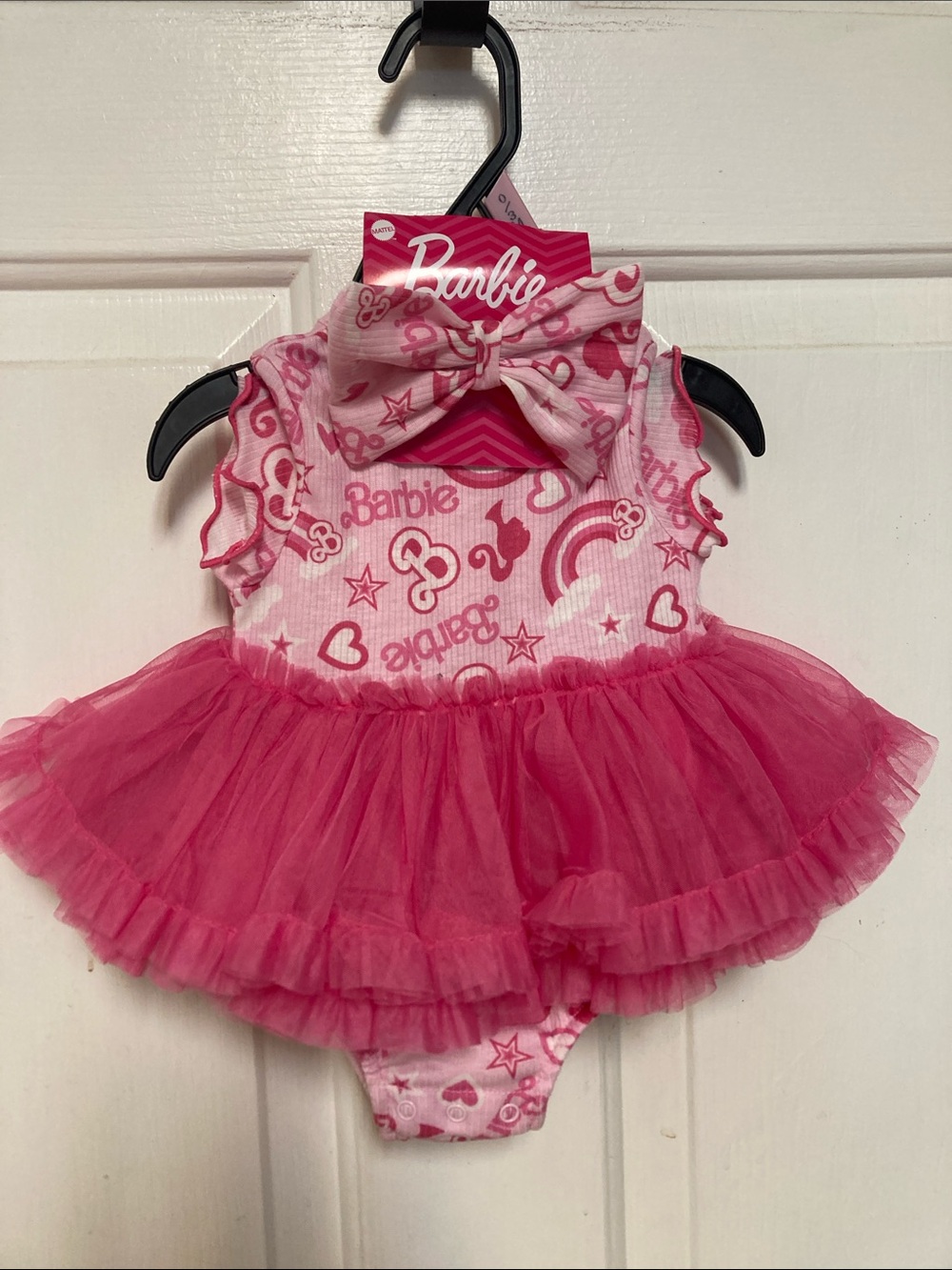 Barbie Hot Pink and Light Pink Tulle Tutu Dress with Bow Headband